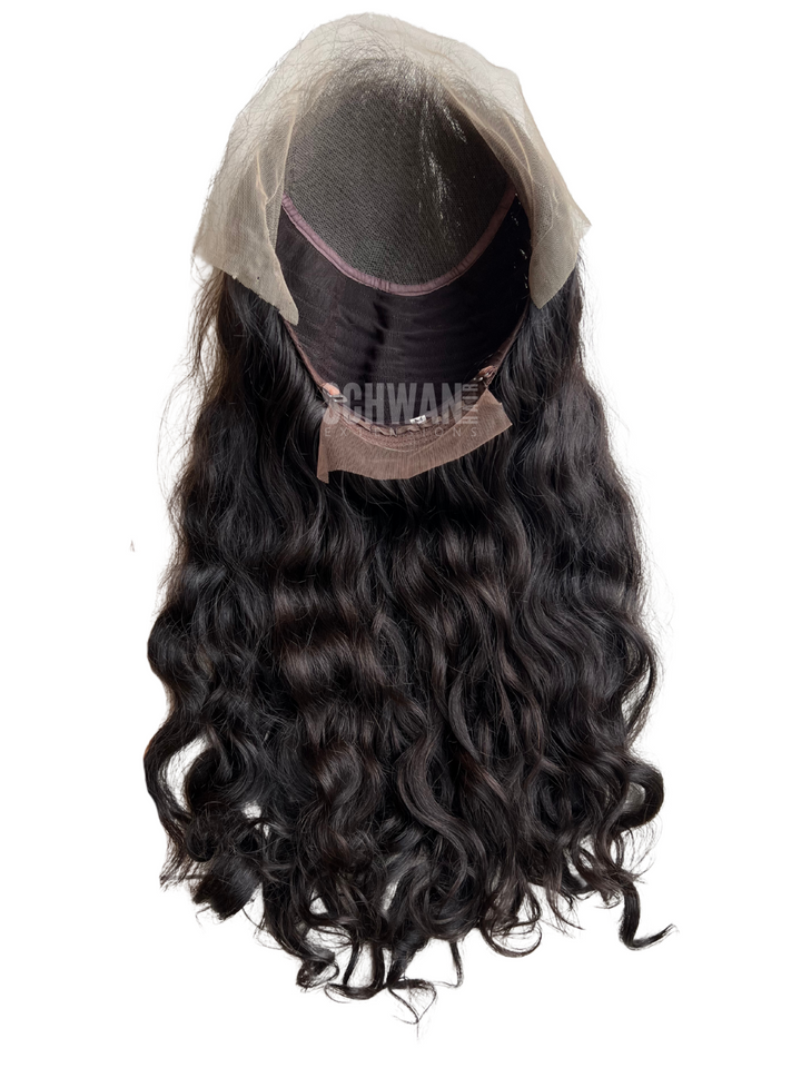13x6 Raw Indian Wavy Swiss Lace Frontal Wig (20") bellow