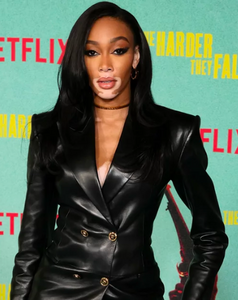 Winnie Harlow wearing Schwan Hair raw vietnamese straight netflix premiere