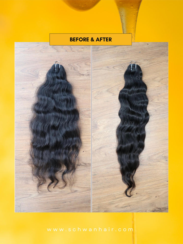 Hair before and after  Noir Hair Serum by Schwan Hai