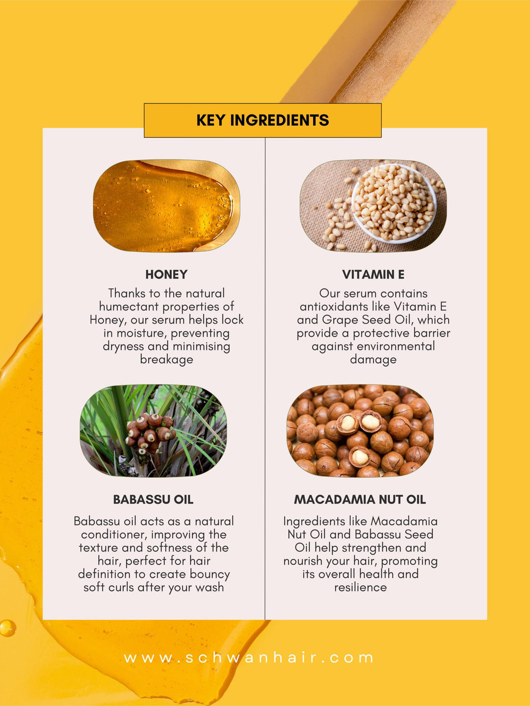 Key ingredients of Noir Hair Serum by Schwan Hair