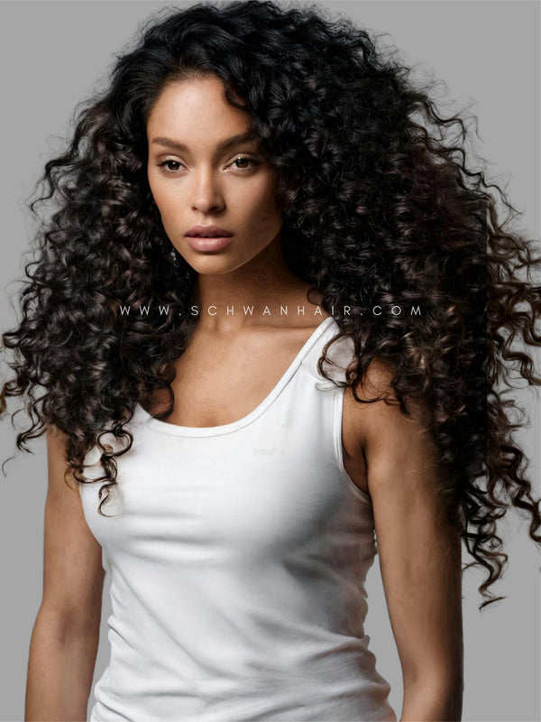 Raw Indian Natural Curly Extension on model