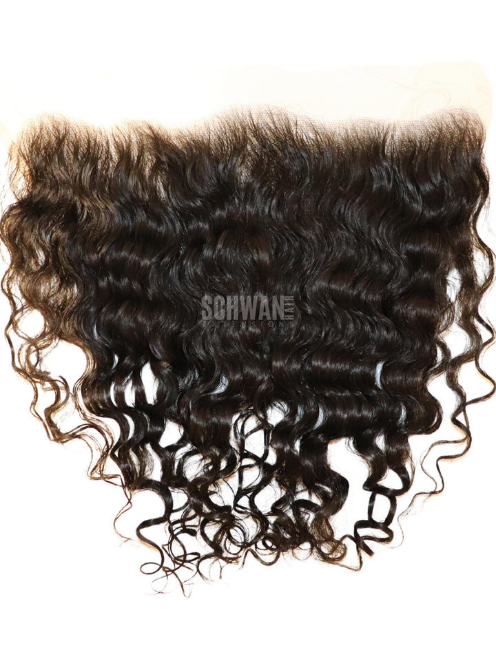 13x6" Raw Indian Natural Curly Swiss Lace Frontal